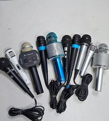 Lot of 10 Mixed Microphones – Untested, Various Models & Colors, Used