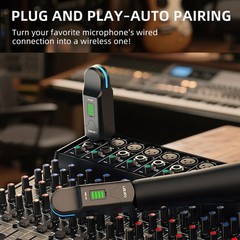2.4G Wireless XLR Transmitter Receiver for Dynamic Mic, 4 Channels, 8H Working