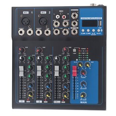 4-Channel Bluetooth USB Audio Mixer With Reverb for DJs & Performances 110V