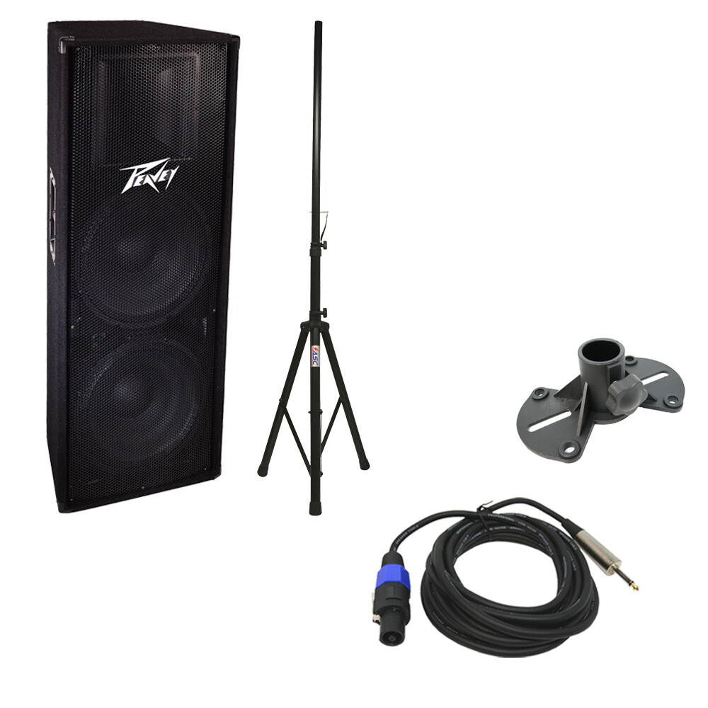 Peavey PV 215 Pro DJ 1400W Passive Dual 15″ Speaker Speakon Cable Tripod Stand
