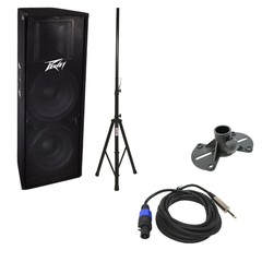 Peavey PV 215 Pro DJ 1400W Passive Dual 15″ Speaker Speakon Cable Tripod Stand