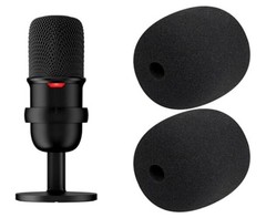 2Pcs Pop Filter for HyperX SoloCast, Protective Mic Cover Windscreen Black