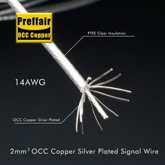 Preffair 2.0MM square OCC Copper Silver Plated Signal Wire PTFE Clear Insulation