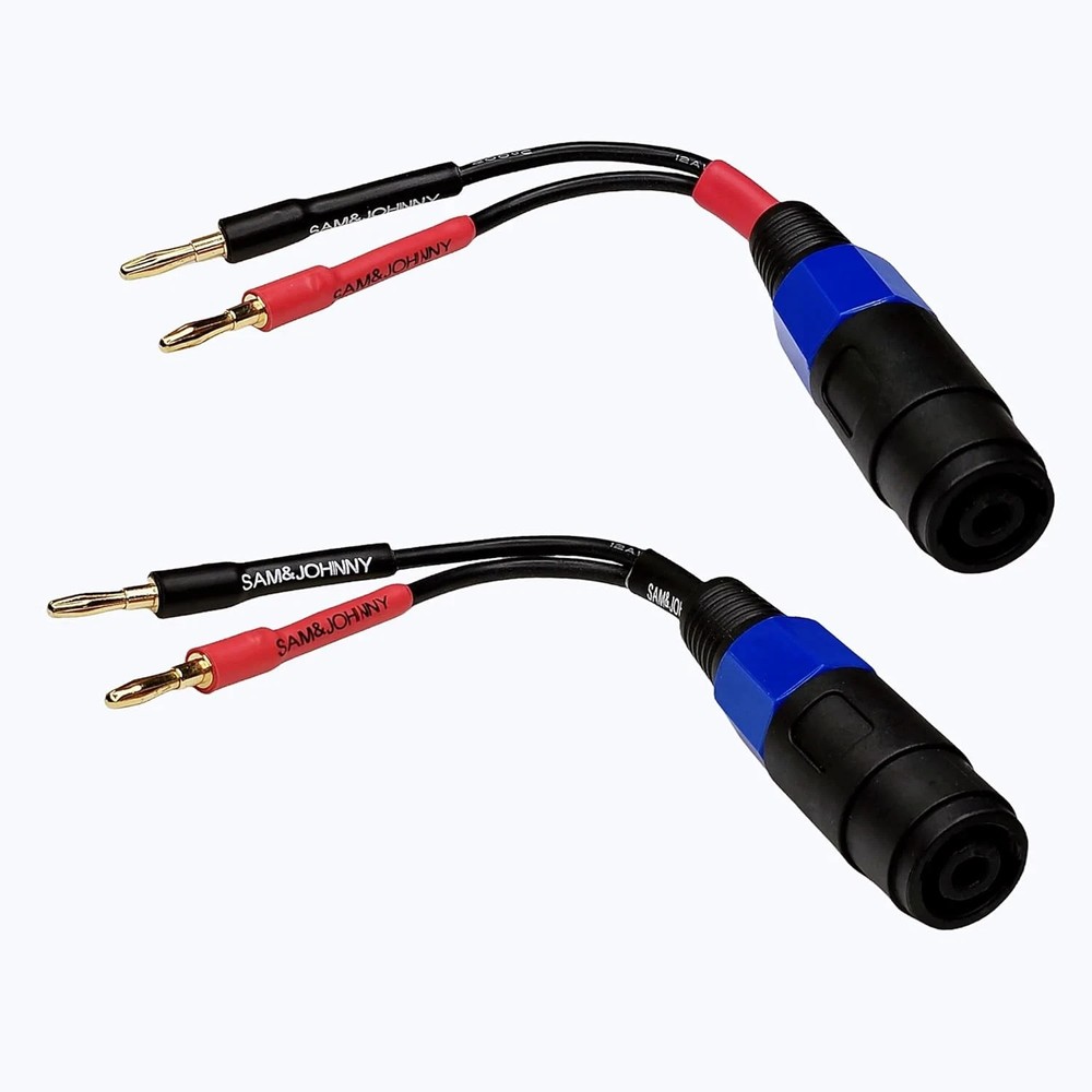 4Mm Banana Plug to Female Speakon Adapter Cable, 12AWG, 6 Inch – 2 Pack