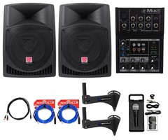 Complete Crossfit Gym Sound System (2) Rockville 12″ Speakers+Mackie Mixer+More!
