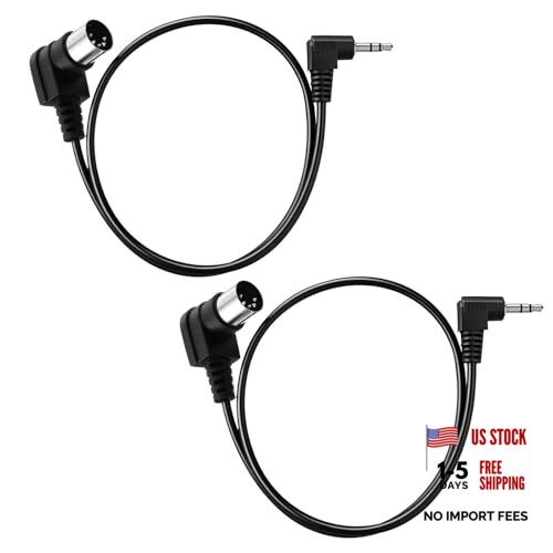 2pcs TRS 3.5mm MIDI Cable, 6.35mm Male to MIDI Din 5Pin Male Cable, 0.5m/20 in