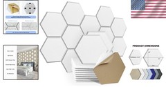Polyester Acoustic Panels – 12 Pack, Noise Reduction Wall Tiles in White