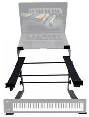 Rockville Dual Shelf Laptop+Controller Stand for Korg microKEY Air-61 Keyboard