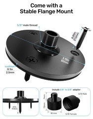 Etour 19-inch Gooseneck Microphone Holder 19 Inch + Flange Mount, Black