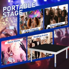 Portable Stage Platform 4x4ft Height Adj 24-40″1650lb Modular Riser For DJ Event
