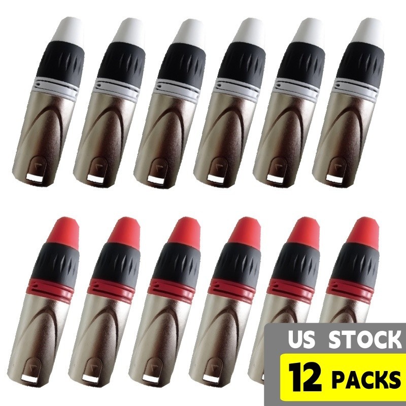 12Pack XLR 3Pin Male Plug with Plated Nickel Housing Audio Connector Microphone