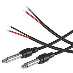 2-Pack 6FT Replacement 6.35mm Male Plug to Bare Wire Open End TS 2 Pole 6ft