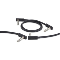 RockBoard Flat 1/4“ TRS Patch Cable, 2 Feet, Black, Right-Angle to Right-Angle