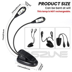 ASZUNE Music Stand Light 2Pack, Clip On, Book Black