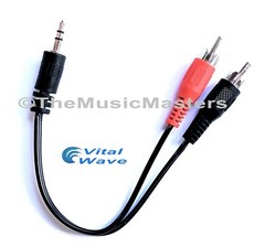6 inch 3.5MM (1/8″) Stereo Male to Dual RCA Plugs Premium Audio Cable Wire VWLTW