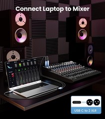 10 FT USB C To Dual XLR Stereo Power Amplifier Cable Connecting Phone Speaker