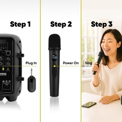 Wireless Microphone System – Karaoke Microphone Wireless with Receiver, Echo …