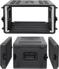 6U Rack Case Shallow 17″ Depth, 19″ Rackmount Flight Case for Amplifier, Audio