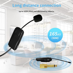 2.4G Wireless Microphone System for Two People, 165 Ft Long Range, Stable Transm