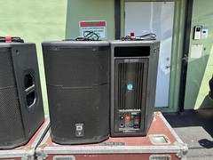 JBL PRX612M Powered Speakers in Wheeled Road Case (PAIR)THS