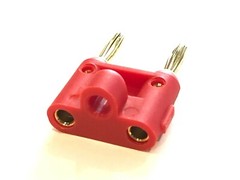 Red Dual Banana Plug 2 Conductor Terminal Gold Plated Speaker Connector