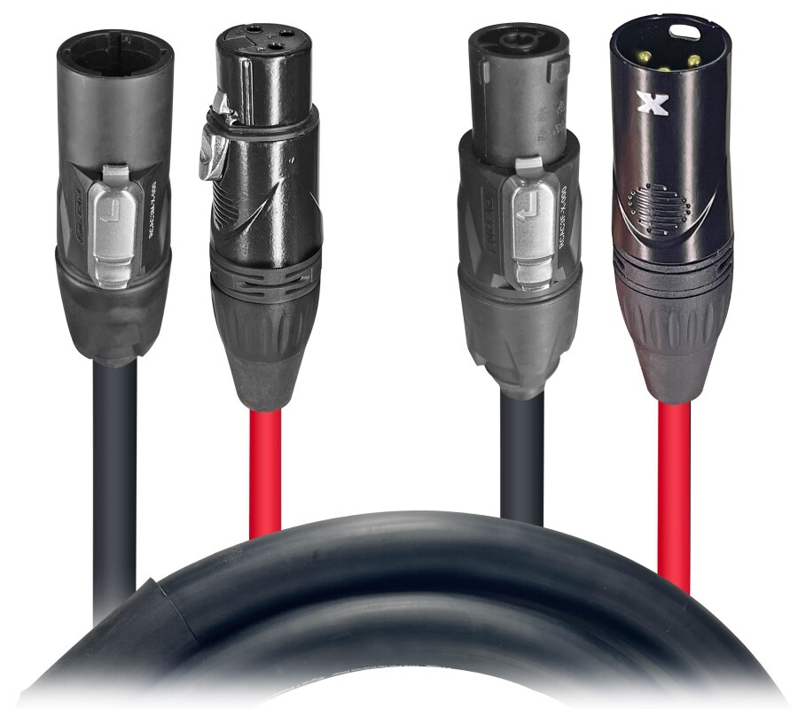 ProX XC-TR112-XLR03 3′ Dual powerCON to XLR Dual Audio Combo Link Jumper Cable