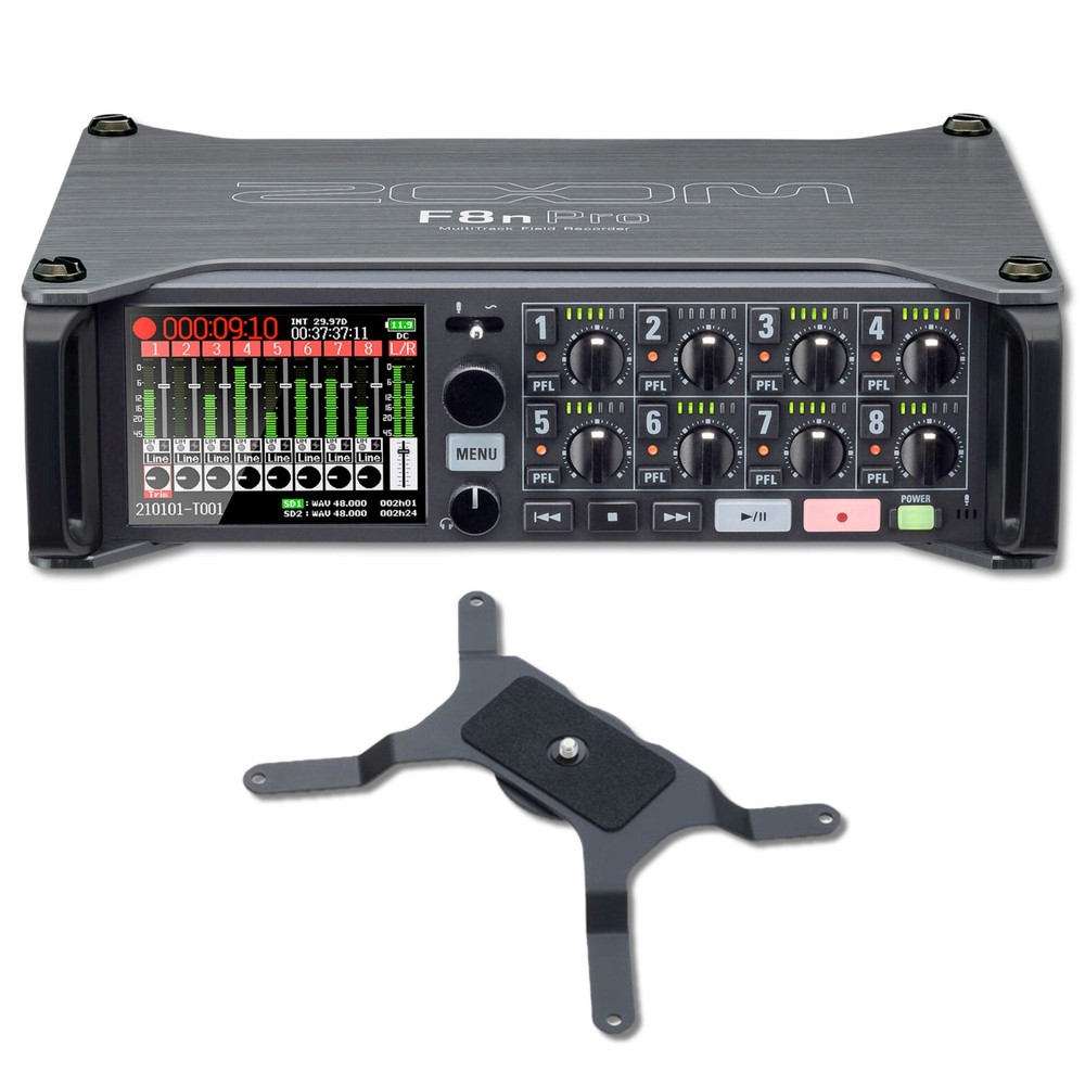 Zoom F8n Pro Multitrack Field Recorder with CMF-8 Camera Mount Adapter