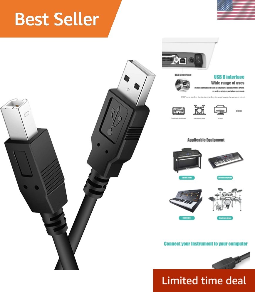 2M USB B MIDI Cable: High-Speed Connection for Instruments & Audio Devices