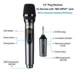 LEKATO Wireless Dynamic Microphone Set Metal MIC Rechargeable 2.4GHz 100ft K380S