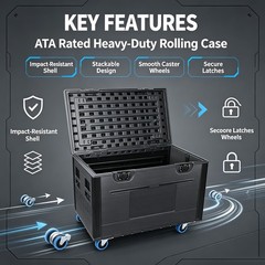 Cable Trunk ATA Road Case Heavy Duty Utility Road Trunk Flight Case with Wheels