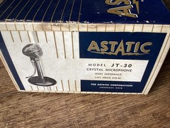 NOS NEW IN BOX Vintage Astatic JT-30 Bullet Crystal Microphone W/ Stand