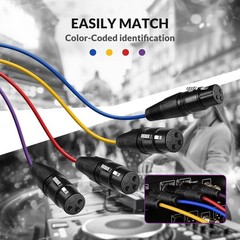 4 Channel XLR Snake Cable 10FT Color Coded Male to Female Microphone Cord