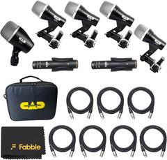Stage7 7-Piece Drum Mic Kit with Cables & Cleaning Cloth for Studio & Live Sound