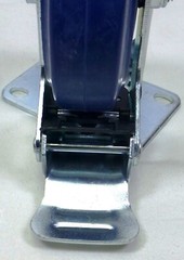 Set Of Four 4″ Heavy Duty Swivel Casters w/4″ Blue Rubber Wheels & Locking Brake