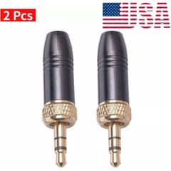 2X 3.5mm Stereo Plug Connectors For Sennheiser Wireless Microphone Cable USA