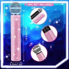 Eye-Catching Pink Microphone Sleeve with Rhinestones – Easy to Use & Protects