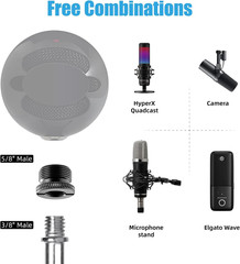8 Pack Mic Stand Adapter 5/8 Female to 3/8 Male and 3/8 Female to 5/8 Male, 5…