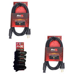 2x Pro X XC-TR1FE12-06 6FT 12AWG 120VAC Male Edison NEMA 5-15P + Wraps
