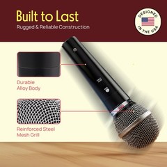 Pyle 3 Piece Professional Dynamic Microphone Kit 6.7 x 1.8 inches, Black