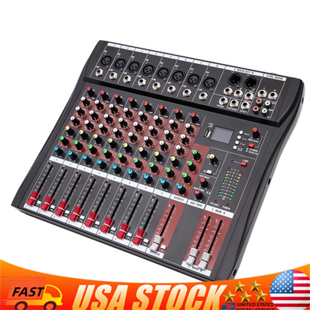 8 Channel USB Bluetooth Live Studio Audio Mixer Power Mixing Console Board w/USB