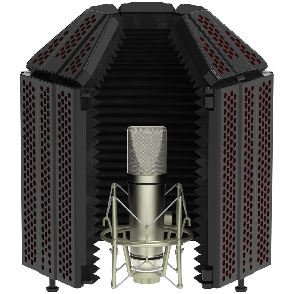 Noise Reducing Microphone Shield – Portable Vocal Booth with 5 Panels