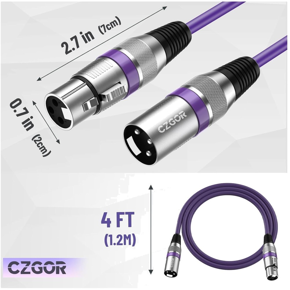 Professional Grade XLR Cables 4ft 10 Pack