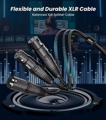 Professional XLR Y-Splitter 2 Female to 1 Male – High Fidelity 20 AWG Adapter