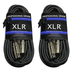 2PACK 15 ft foot high quality 20 GA GAUGE XLR MALE TO FEMALE MIC CABLE DMX CORD
