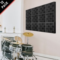 Foroomaco Grid Style Acoustic Panels – 12 Pack (Black)