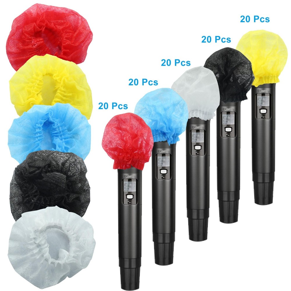 100 Pcs Disposable Microphone Hygiene Covers, Non-woven Handheld Mic Windscre…