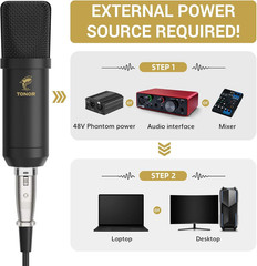 Professional Cardioid Studio Mic Kit with T20 Boom Arm, Shock Mount, Pop Filter