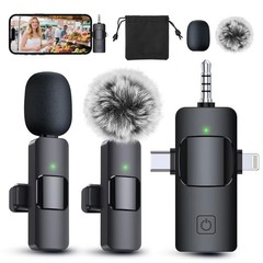 3in1 Wireless Lavalier Microphones for Phone and Camera