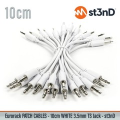 15 pcs Modular Eurorack PATCH CABLE – WHITE 10cm – 3.5mm Mono – TS Jack