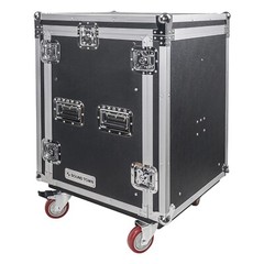 Sound Town 14U PA DJ Rack Road Case w/ 11U Slant Mixer Top 20“ Depth STMR-14UW